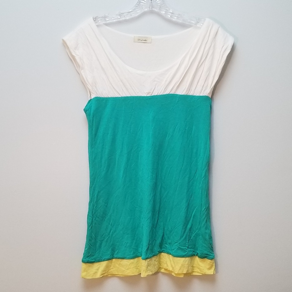 SHULAMI | TRICOLOR CAP SLEEVE TOP, SIZE M